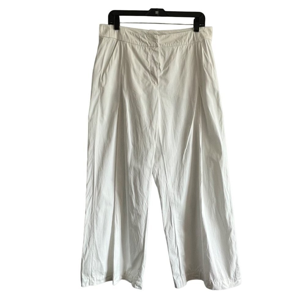 Anette Görtz Cotton Linen‎ Blend Wide Leg Pant Front Pleat White Size 42